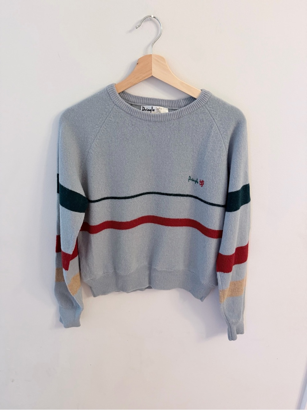 Vintage Pringle of Scotland Light blue Striped Crewneck Sweater from Harrods